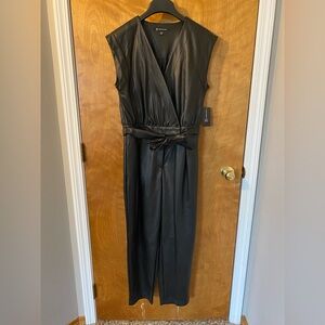 NWT INC Brand (Macys) black faux leather jumpsuit. Sz small.